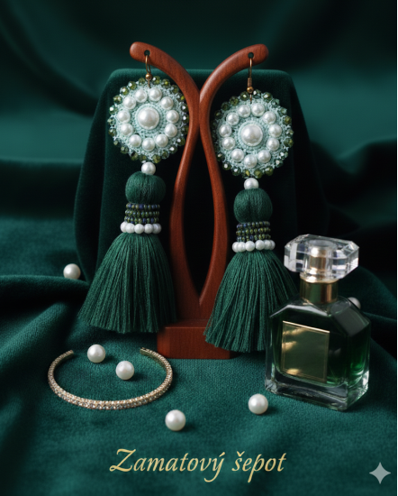 Háčkované  dizajnové náušnice "Zamatový šepot"